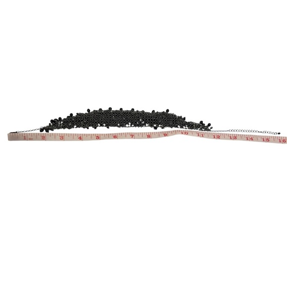 Black Faceted Acrylic Cluster Gunmetal Statement Bib Necklace - Picture 8 of 8